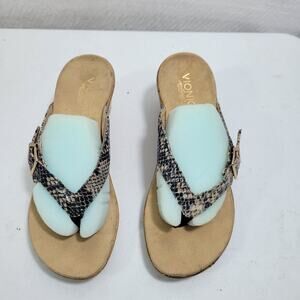 Vionic Polina Snake Print Wedge Thong Sandals Size 9  42525-2762